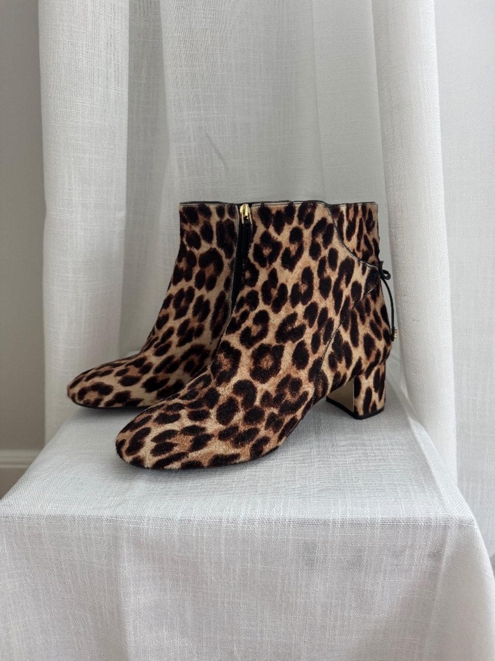 Tory Burch Laila Leopard Print Calf Hair Ankle Booties